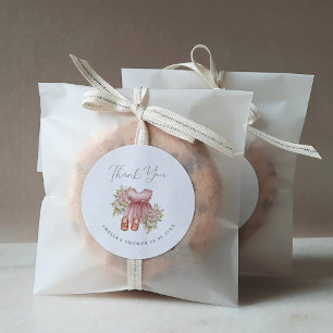 Boho Floral Baby Girl Shower Thank You Classic Rou Round Sticker