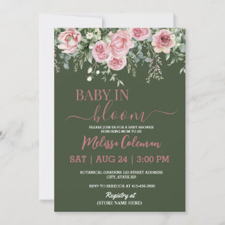 Boho Floral Baby In Bloom Baby Shower  Invitation