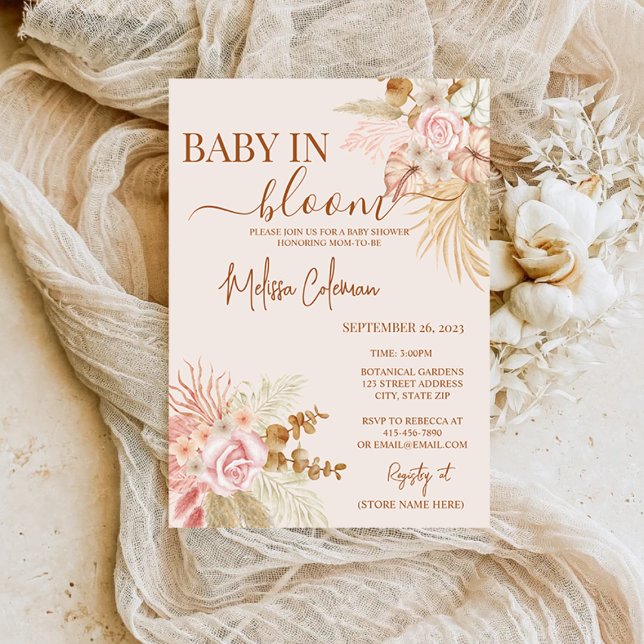 Boho Floral Baby In Bloom Baby Shower  Invitation (Baby In Bloom)