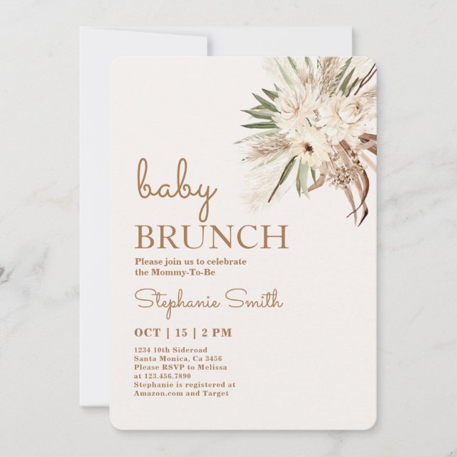 Boho Floral Baby Shower Brunch Invitation (Front)