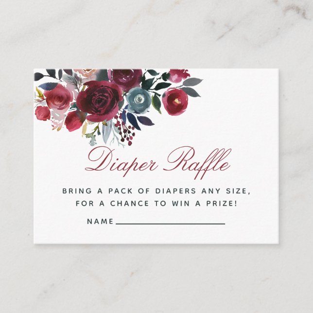 Boho floral Baby Shower Diaper Raffle Enclosure Card (Front)