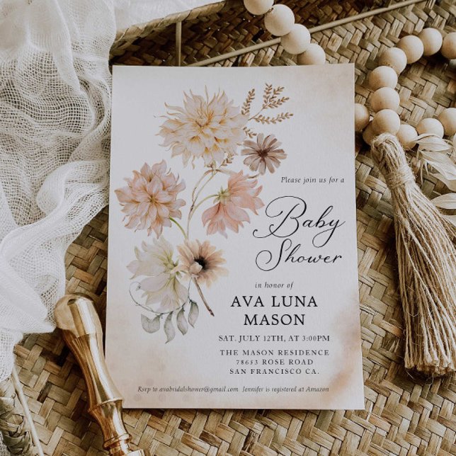 Boho Floral Baby Shower Invitation (Creator Uploaded)