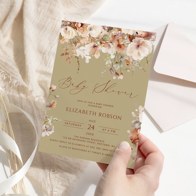 Boho Floral Baby Shower Invitation (Creator Uploaded)