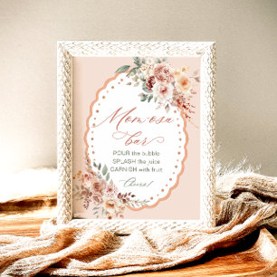 Boho Floral Baby Shower Mum-osa Bar Poster