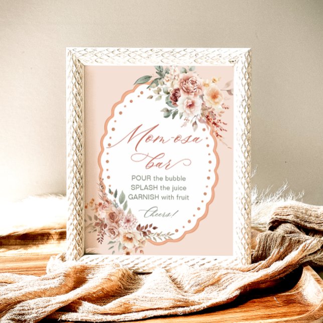 Boho Floral Baby Shower Mum-osa Bar Poster (Creator Uploaded)