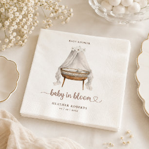 Boho Floral Baby Shower Napkins Neutral Bassinet