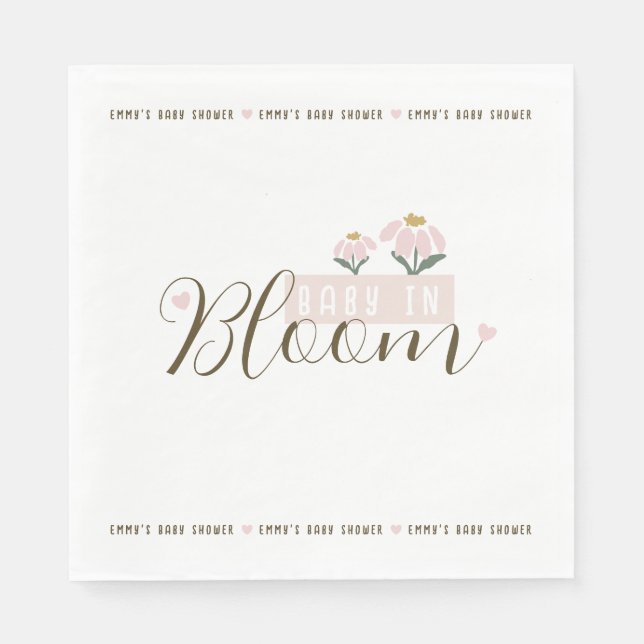 Boho Floral Baby Shower Paper Napkin (Front)