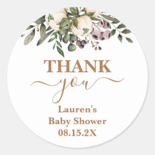 Boho Floral Baby Shower Round Sticker