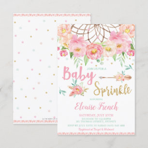 Boho Floral Baby Shower Sprinkle Dream Catcher Invitation