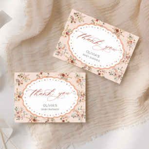 Boho Floral Baby Shower Thank You Card