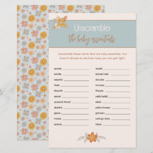 Boho Floral Baby Shower Word Scramble Game