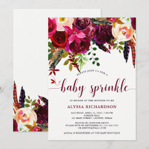 Boho Floral Baby Sprinkle Invitation