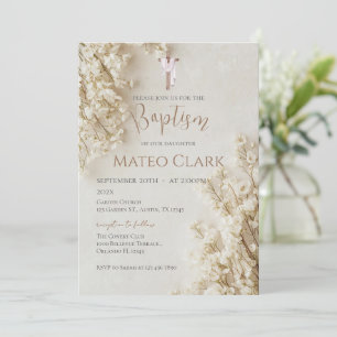 Boho floral baptism invitation