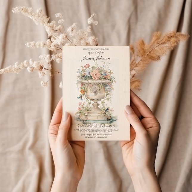 Boho Floral Baptism Invitation (Creator Uploaded)