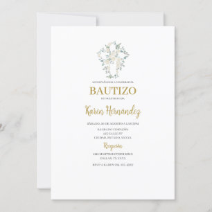 Boho Floral Baptism Spanish Invitation