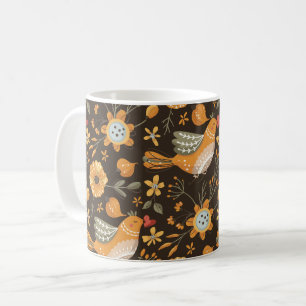 Boho Floral Birds Garden Pattern Coffee Mug