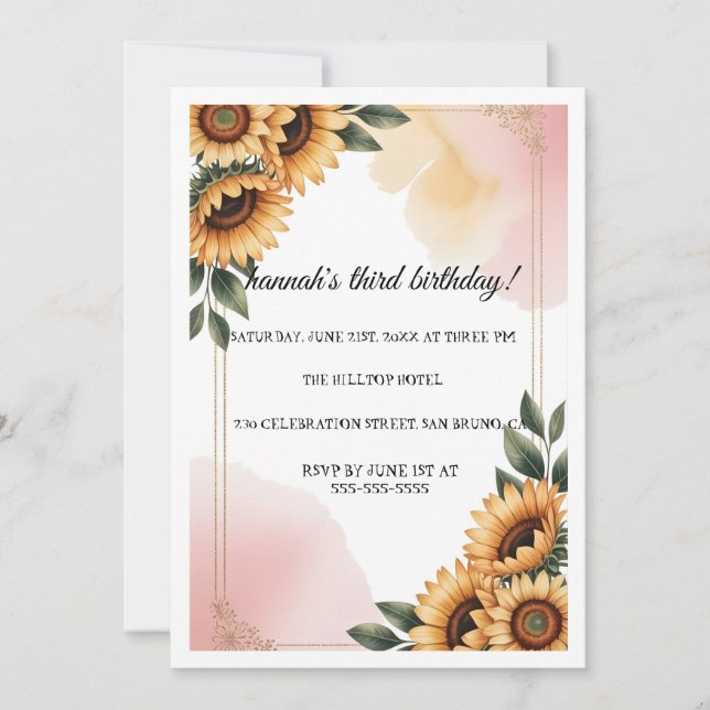 Boho Floral Birthday Party Invitation | Custom Sun (Front)