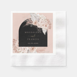 boho floral black arch wedding  napkin