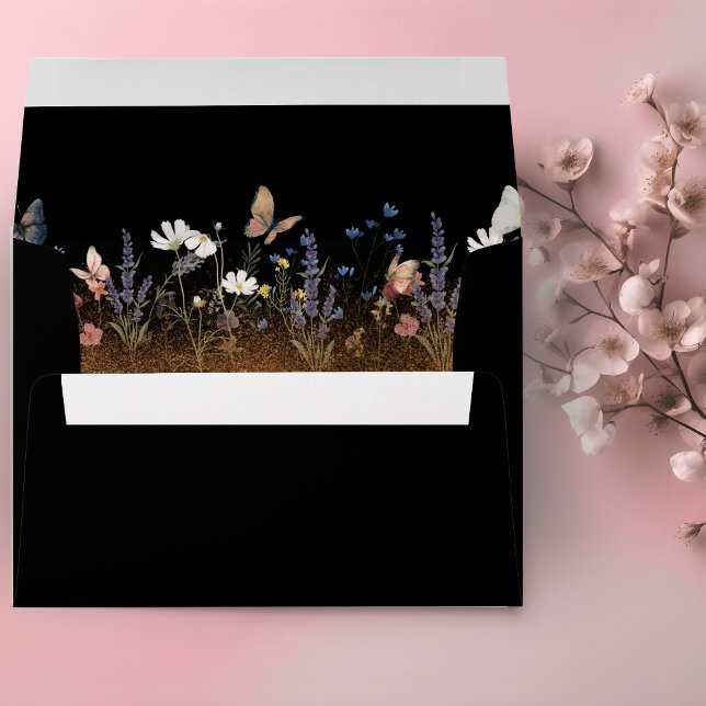 Boho Floral Black Butterfly Garden Envelope (Creator Uploaded)