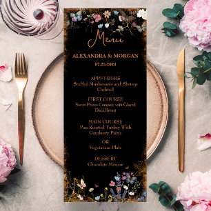 Boho Floral Black Butterfly Garden Menu