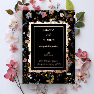Boho Floral Black Butterfly Garden Wedding
