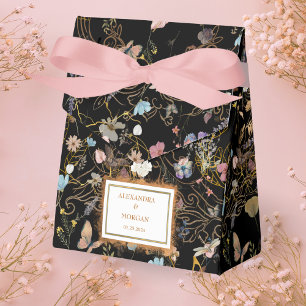 Boho Floral Black Butterfly Garden Wedding Favour Box