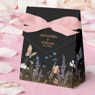 Boho Floral Black Butterfly Garden Wedding Favour Box