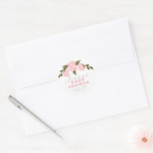 Boho Floral Blush Pink Girl Shower Thank You Classic Round Sticker
