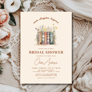 Boho Floral Book New Chapter Begins Bridal Shower Invitation