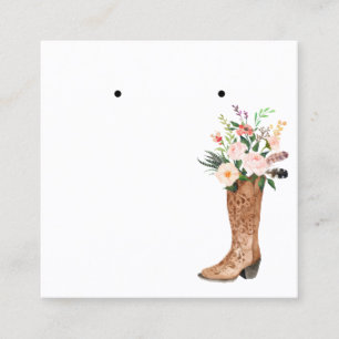 Boho Floral Boot Earring Jewellery Display Custom Square Business Card