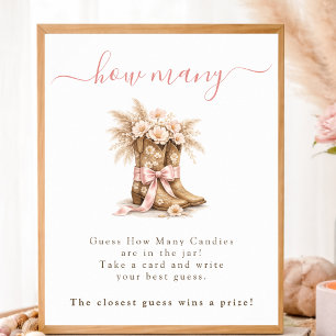 Boho Floral Boots Girl Baby Shower Guess How Many Poster