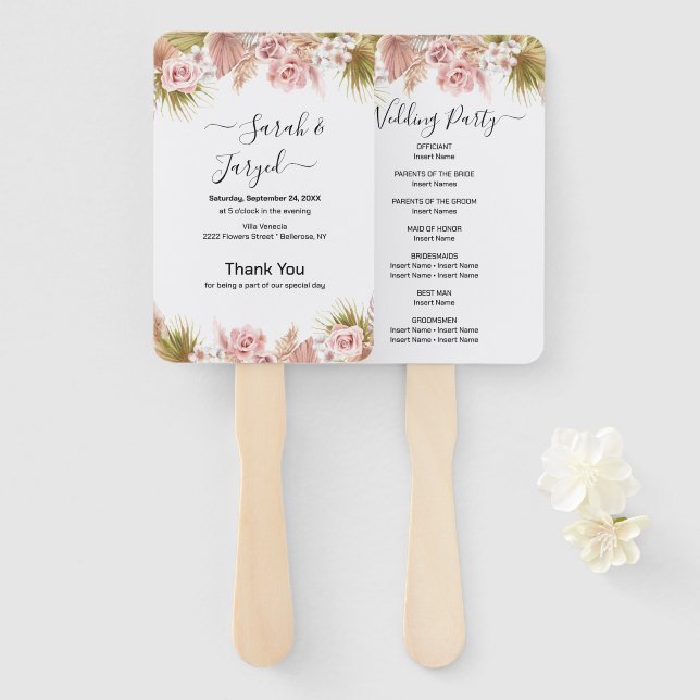Boho Floral Border  Hand Fan (Front and Back)