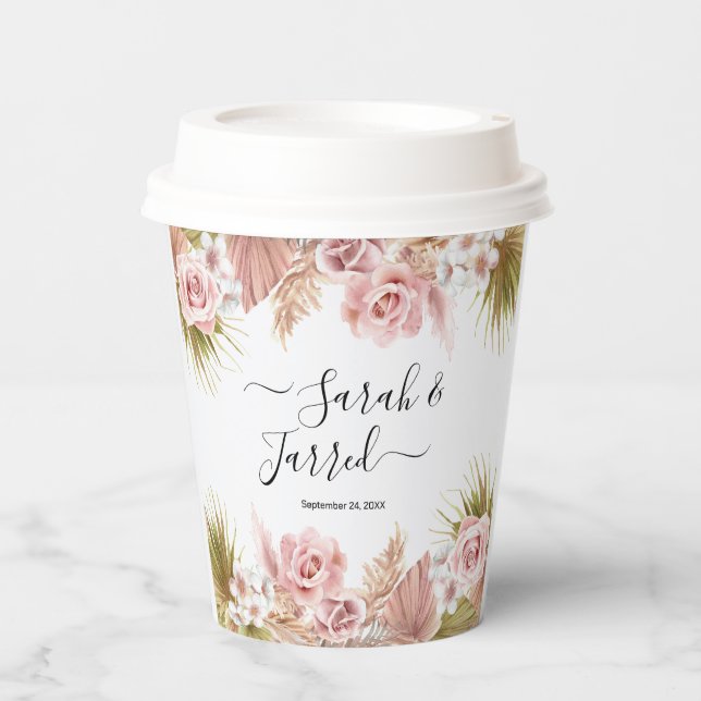 Boho Floral Border Paper Cups (Front)