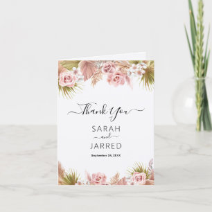 Boho Floral Border  Thank You Card