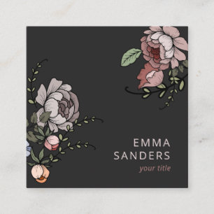 Boho Floral Botanical Square Business Card