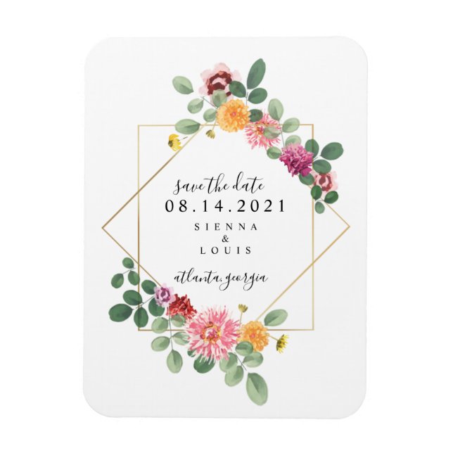 Boho Floral Botanical Wedding Save The Date Magnet (Vertical)
