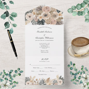 Boho Floral BotanicalWedding All In One Invitation