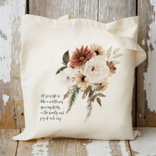 Boho Floral bouquet personalized quote   Tote Bag