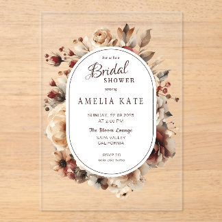 Boho Floral Bridal Shower Acrylic Invitation