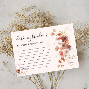 Boho Floral Bridal Shower Date Night Ideas Card