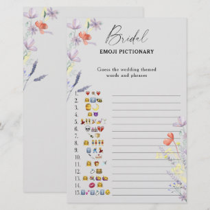Boho floral bridal shower emoji pictionary game