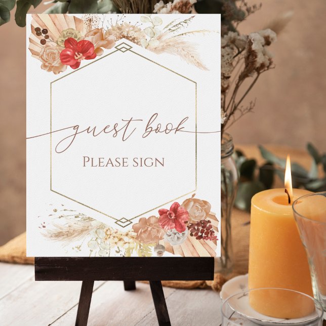 Boho Floral Bridal Shower Guest Book Sign (Creator Uploaded)
