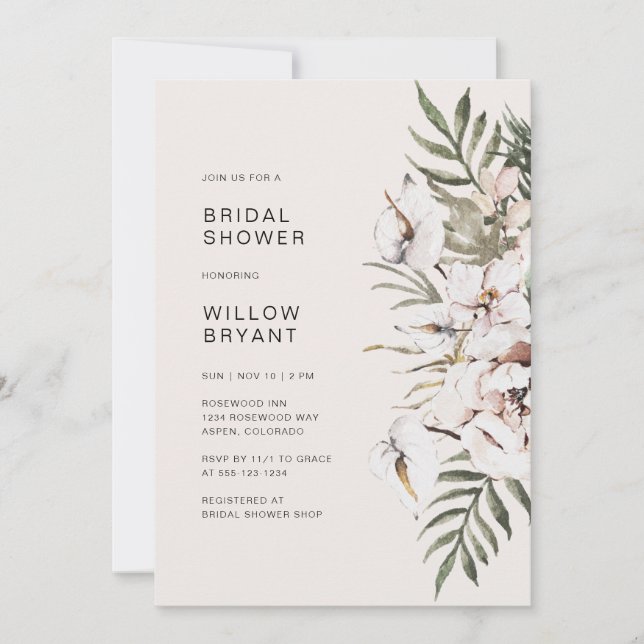Boho Floral Bridal Shower Invitation (Front)