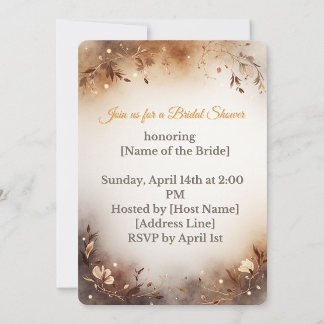 Boho Floral Bridal Shower Invitation (Front)