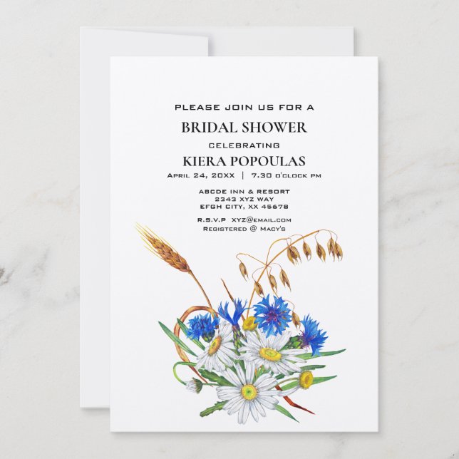 Boho Floral Bridal Shower Invitations - Elegant (Front)