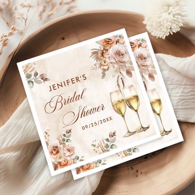 Boho Floral Bridal Shower Napkin (Creator Uploaded)