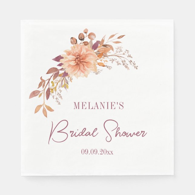 Boho Floral  Bridal Shower Paper Napkin (Front)