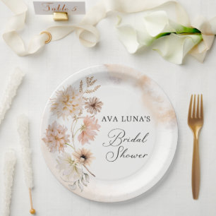 Boho Floral Bridal Shower Paper Plate