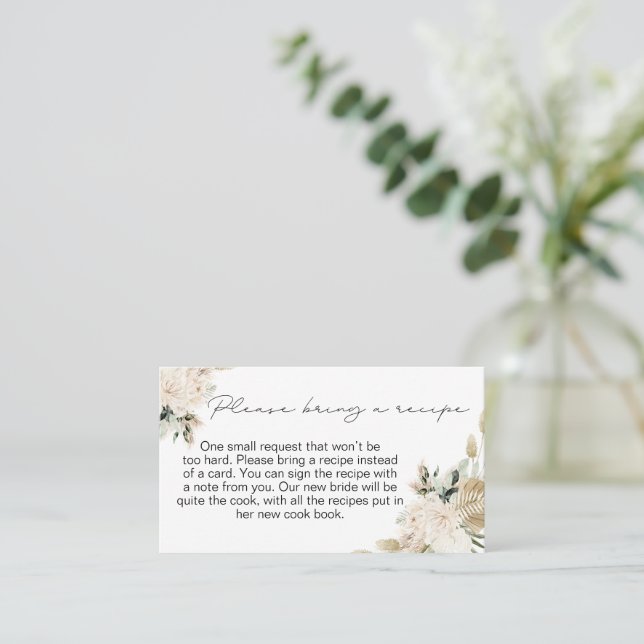 Boho Floral Bridal Shower Recipe Card Request (Standing Front)