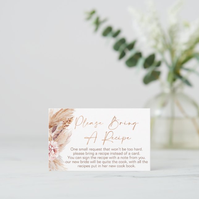 Boho Floral Bridal Shower Recipe Card Request (Standing Front)
